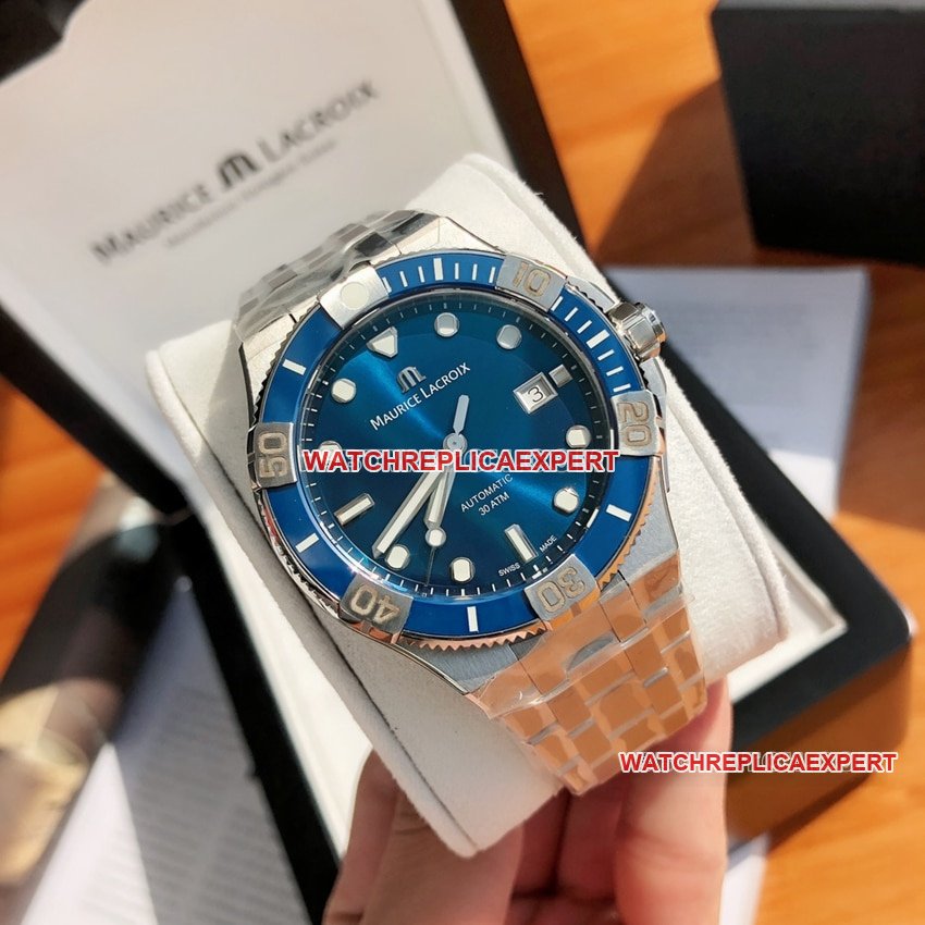 Maurice Lacroix top-tier 1:1high-quality replicablue dialsteel bracelet model AI6058front live photo