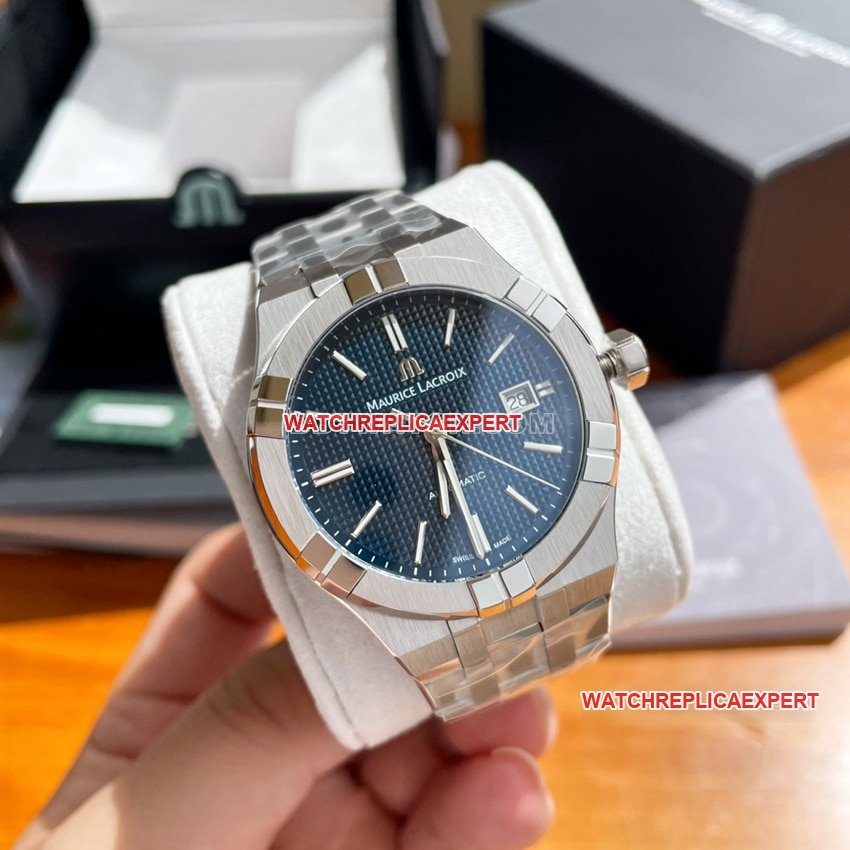 Maurice Lacroix AIKON AI6008 Blaues Zifferblatt mit Pariser Dekormuster 1:1 Super Clone Mechanisches Stahlarmband — detailed review and buying guide | Watch Replica Expert