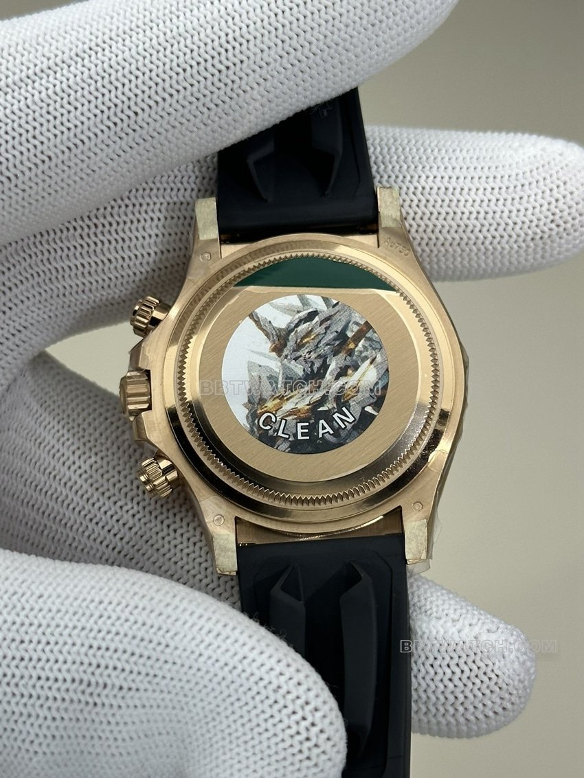 Clean factory Rolex Daytona 1:1 super A imitation black plate rose gold rubber models 126515 back actual photo