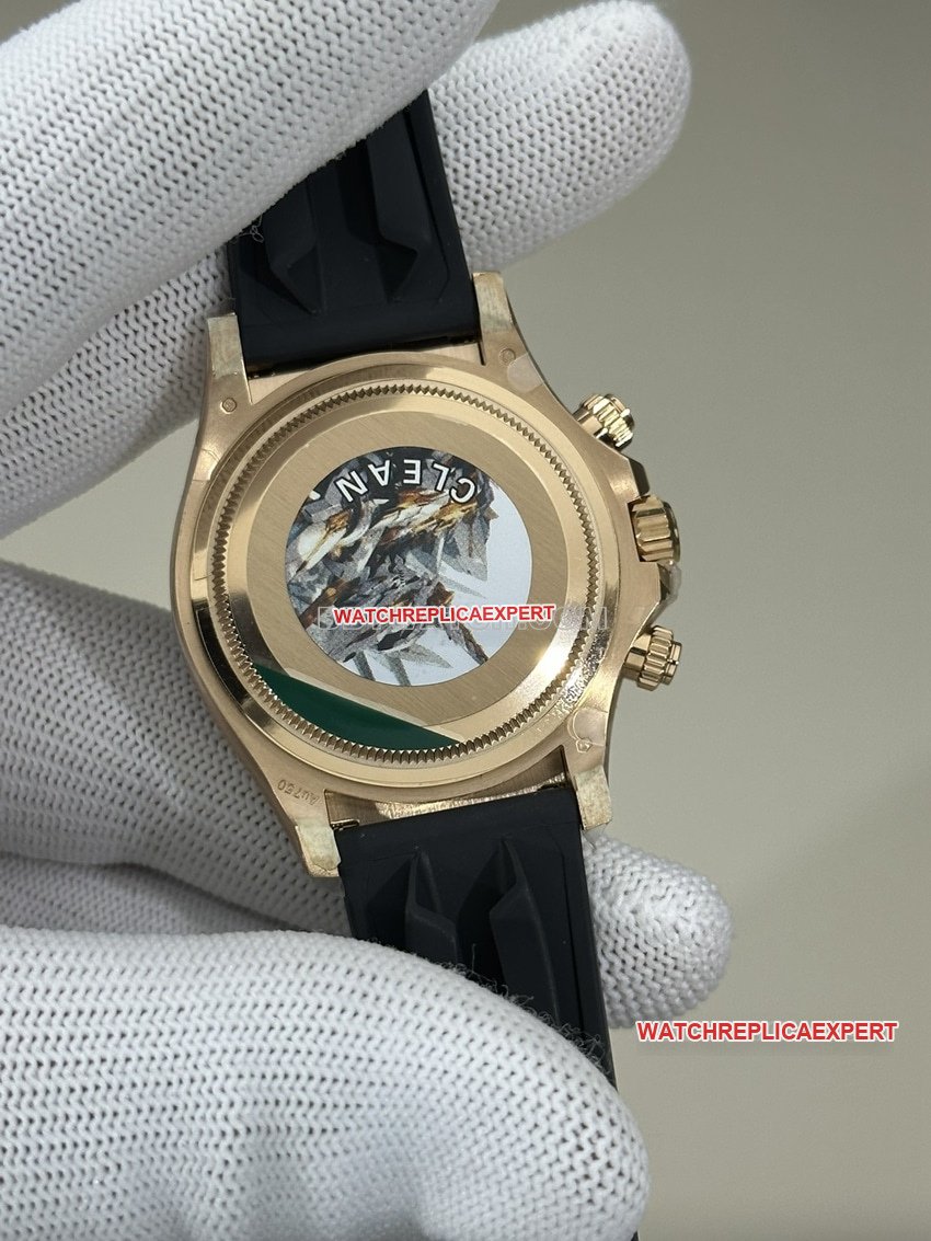 Clean FactoryRolexDaytonasuper cloneblack dialrose gold rubber model 126515caseback live photo