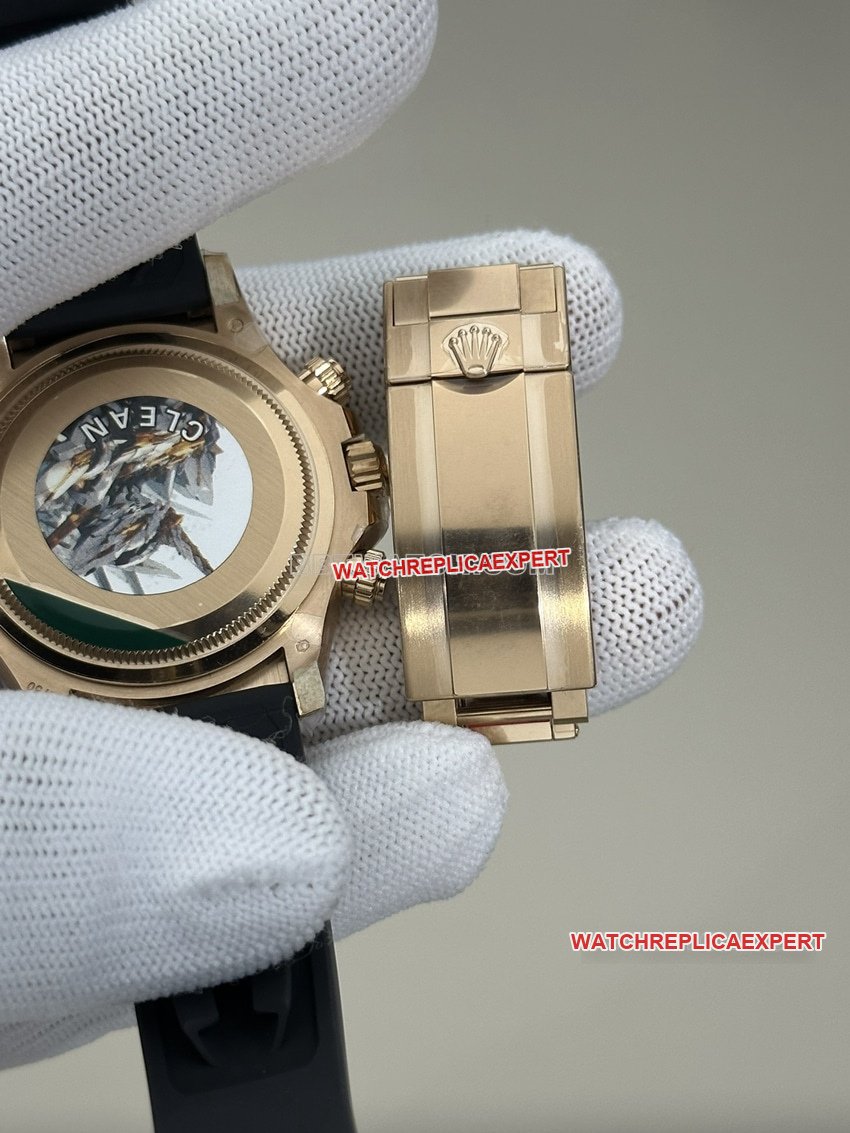 Clean FactoryRolexDaytonasuper cloneblack dialrose gold rubber model 126515clasplive photos