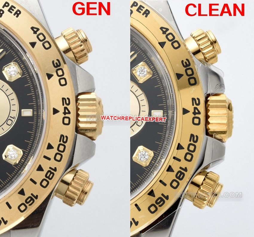 C Factory Rolex Top Replica Watch Daytona Two-Tone Black Dial Diamond Hour Markers 126503 Genuine vs. Fake Comparison Review and Real Photo Shoot
