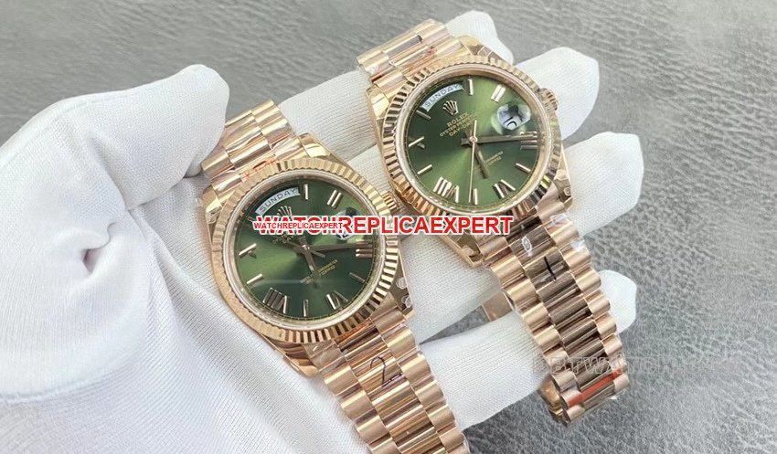 GM FactoryRolexDay-Date type 1:1super clone olive green dialrose goldm228235-0025front live photo
