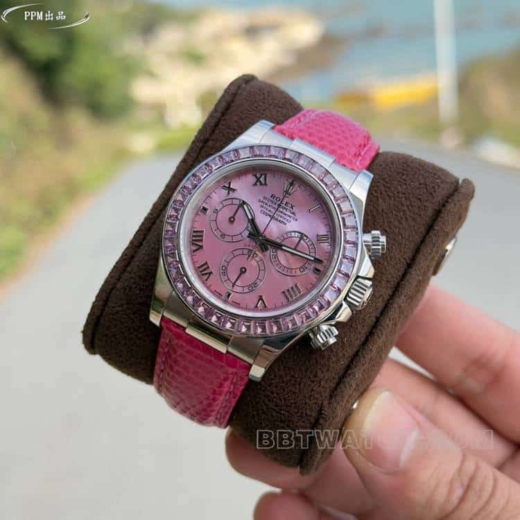 Rolex Daytona Series PPM Daytona Super A Super Clone Relógio mecânico com mostrador rosa e anel de diamante 116519 — detailed review and buying guide | Watch Replica Expert