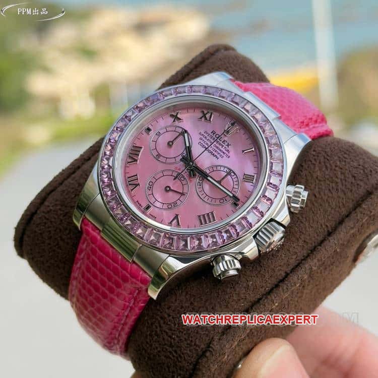 PPMRolexDaytonasuper clone pink platediamond bezel116519front live photo