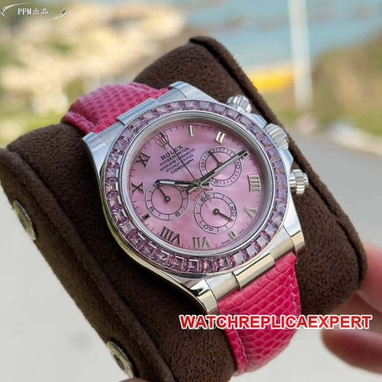 PPMRolexDaytonasuper clone pink platediamond bezel116519front live photo