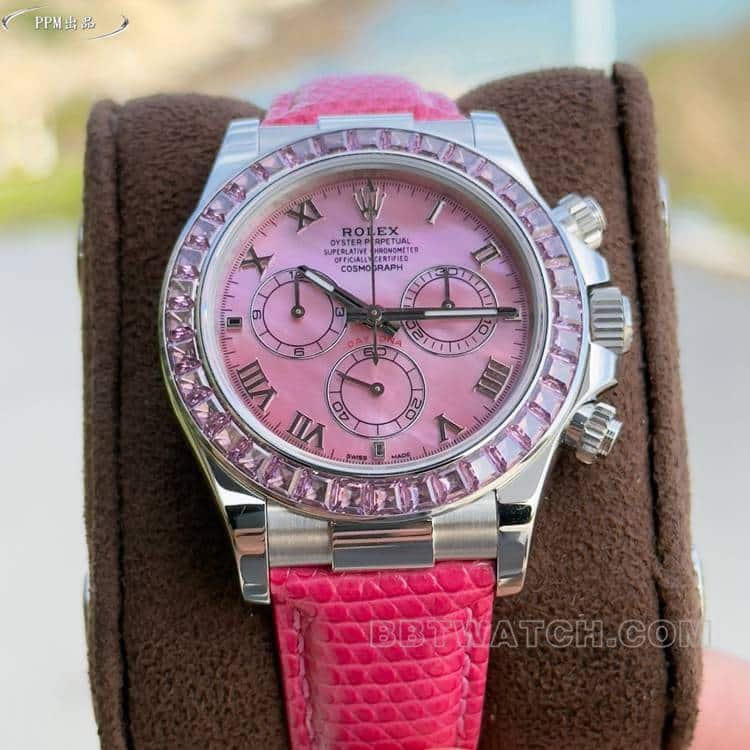 PPMRolexDaytonasuper clone pink platediamond bezel116519front live photo
