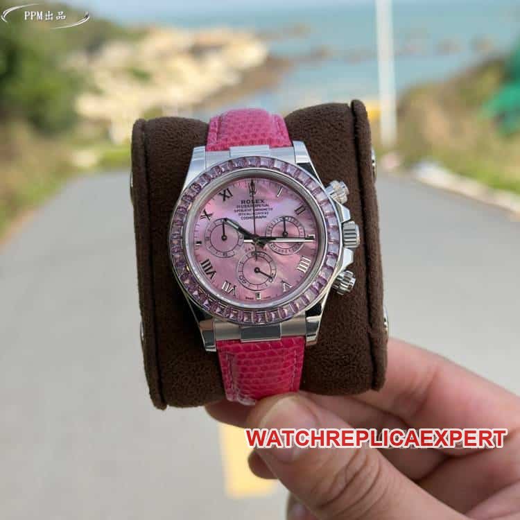 PPMRolexDaytonasuper clone pink platediamond bezel116519front live photo