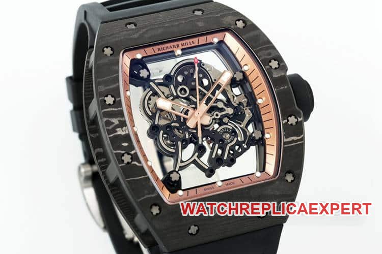 APSRichard Mille1:1super clone carbon fiber case black rubber model RM055front live photo