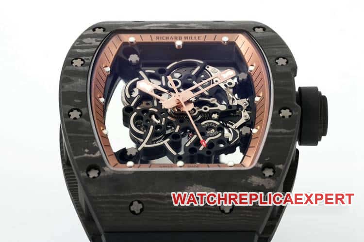 APSRichard Mille1:1super clone carbon fiber case black rubber model RM055front live photo