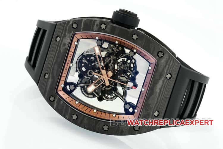 APSRichard Mille1:1super clone carbon fiber case black rubber model RM055front live photo