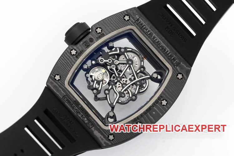APSRichard Mille1:1super clone carbon fiber case black rubber model RM055caseback live photo