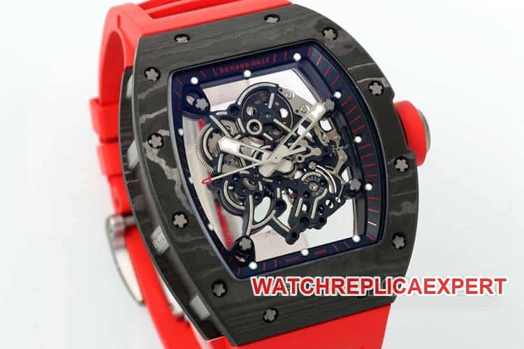 APSRichard Millesuper clone carbon fiber case red rubber model RM055front live photo