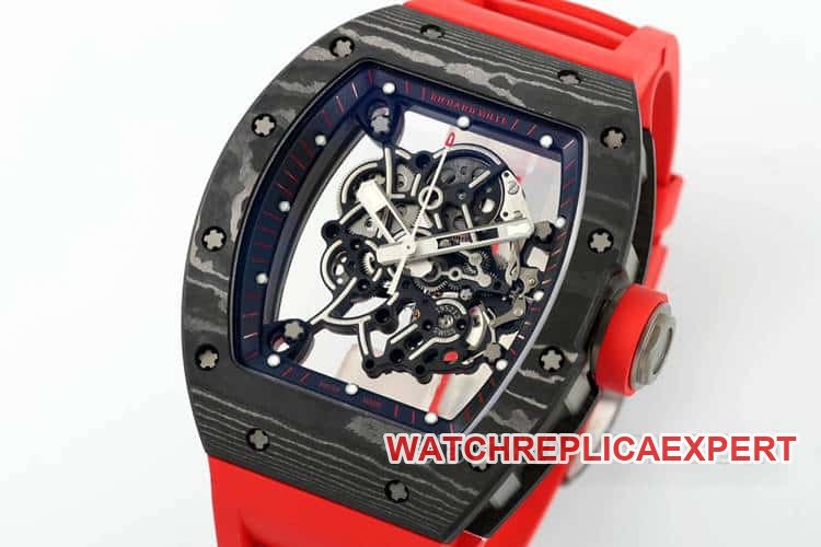 APSRichard Millesuper clone carbon fiber case red rubber model RM055front live photo