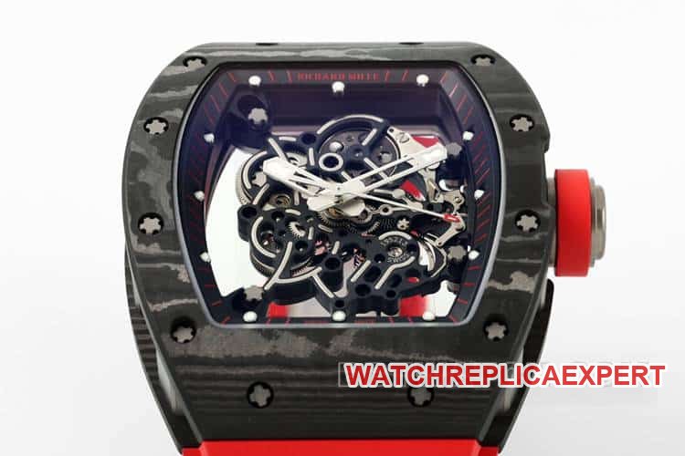 APSRichard Millesuper clone carbon fiber case red rubber model RM055front live photo
