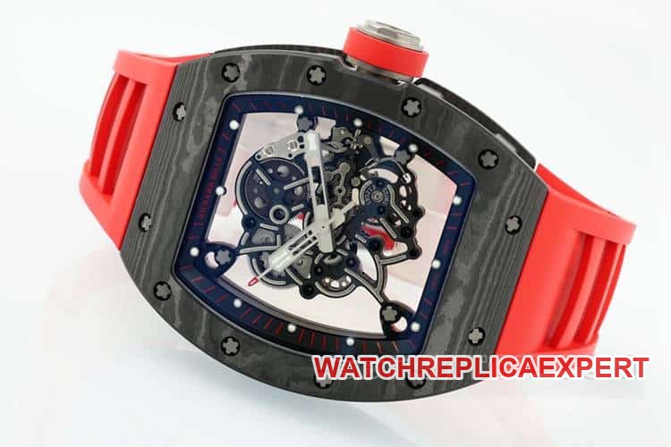 APSRichard Millesuper clone carbon fiber case red rubber model RM055front live photo
