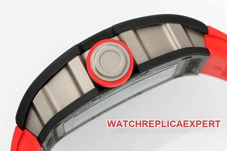 APSRichard Millesuper clone carbon fiber case red rubber model RM055side live photo