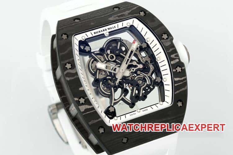 APSRichard Mille1:1top-tier replica carbon fiber case white rubber model RM055front live photo