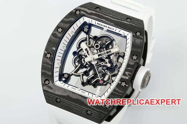 APSRichard Mille1:1top-tier replica carbon fiber case white rubber model RM055front live photo