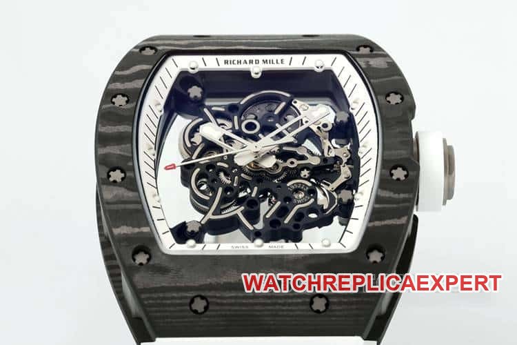 APSRichard Mille1:1top-tier replica carbon fiber case white rubber model RM055front live photo