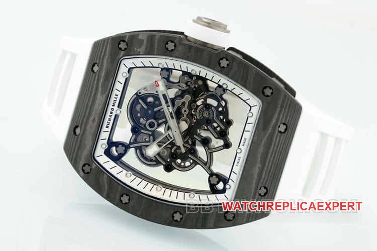 APSRichard Mille1:1top-tier replica carbon fiber case white rubber model RM055front live photo