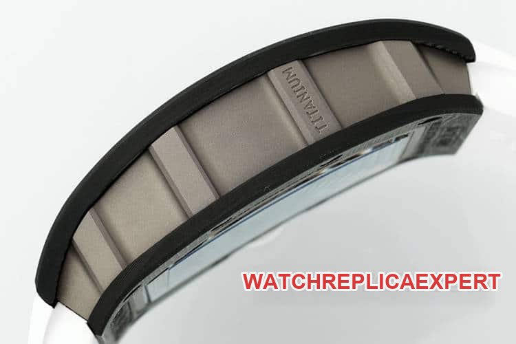 APSRichard Mille1:1top-tier replica carbon fiber case white rubber model RM055side live photo