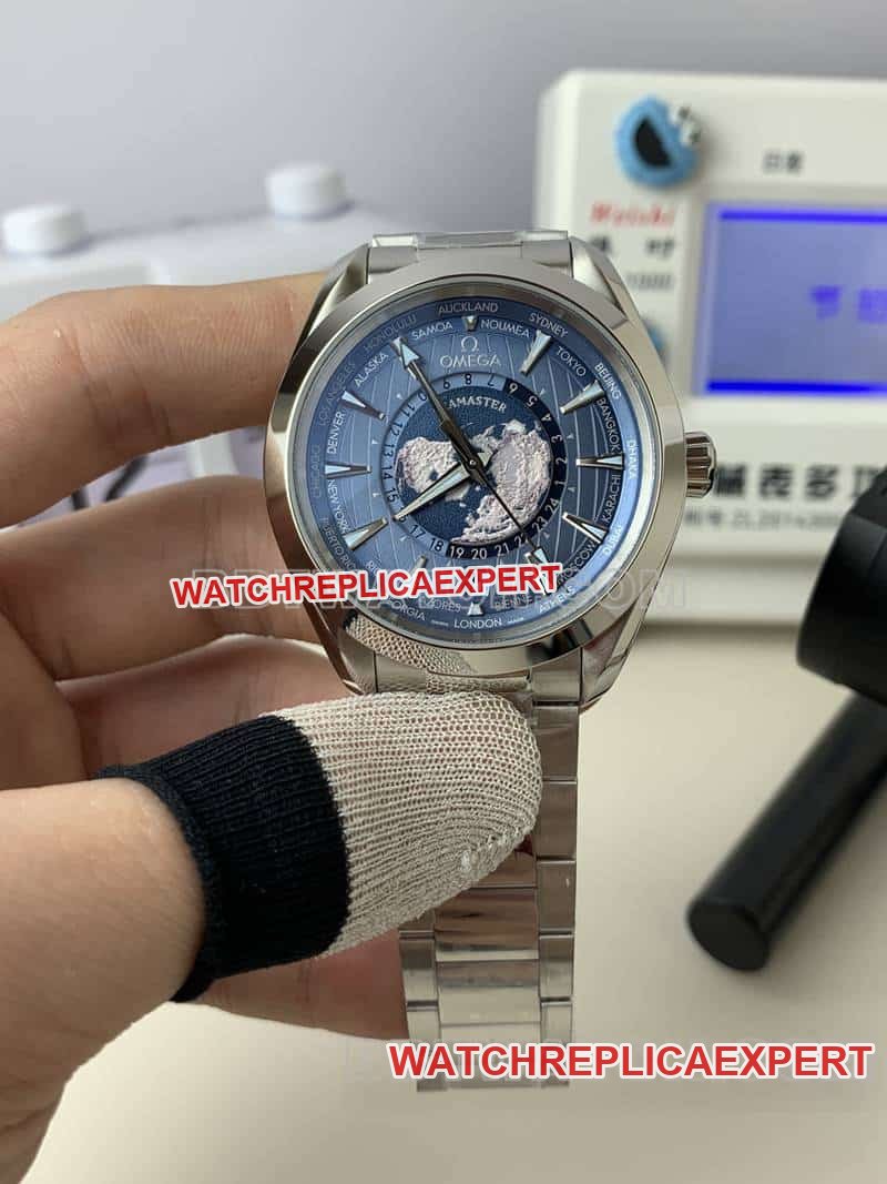 Omega VS Seamaster 220.10.43 1:1 Super A Fine Imitation Blue Dial World Time GMT Mechanical Watch — detailed review and buying guide | Watch Replica Expert