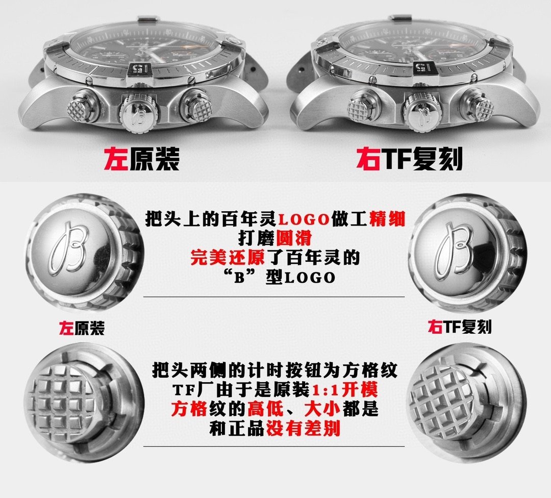 TF factory Breitlingtop-tier replica watch Avengers black dialA13317 real and fake comparison review appearance live photos