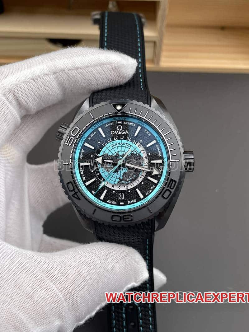VS Factory Omega Seamaster 215.92.46 Mostrador Preto 600m Réplica de Relógio Mecânico Hora Mundial — luxury replica watch guide | Watch Replica Expert