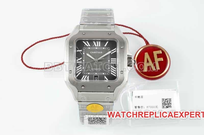 AF Factory WSSA0037 Cartier Santos 1:1 Réplica superior de relógio mecânico com mostrador cinza — luxury replica watch guide | Watch Replica Expert