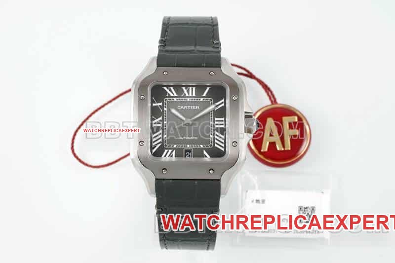 Cartier WSSA0037 AF Santos mostrador cinza 1:1 pulseira de couro mecânico super clone de nível superior — luxury replica watch guide | Watch Replica Expert