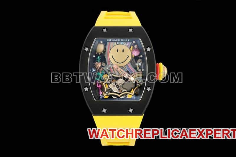 Richard Mille Richard Mille Herren Eins-zu-Eins-Super-A-Smiley-Tourbillon mit schwarzem Gehäuse, mechanisches Modell aus gelbem Gummi und RM 88 — detailed review and buying guide | Watch Replica Expert