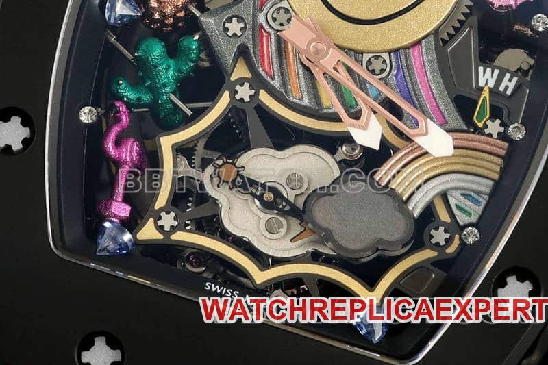 Richard Mille men's 1:1 super clone smiling face tourbillon black shell yellow rubber model RM 88front live photo