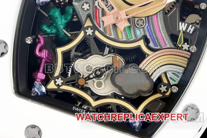 Richard Mille men's super clone smiley tourbillon white shell yellow rubber RM 88front live photo