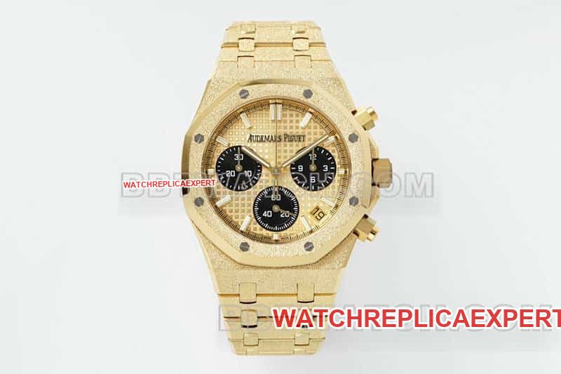 Audemars Piguet APS Factory Royal Oak 26240 Réplica superior com mostrador dourado e cronógrafo de ouro fosco — luxury replica watch guide | Watch Replica Expert