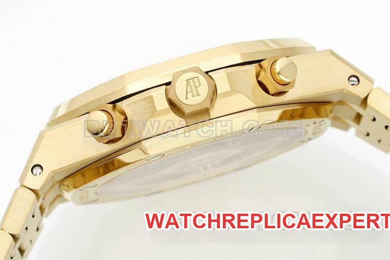 APS factory Audemars PiguetRoyal Oak1:1super clone smoked gold plate chronograph26240side live photo