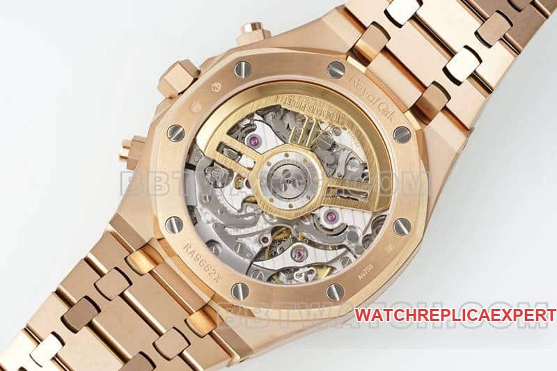 APS factory Audemars PiguetRoyal Oaktop-tier 1:1super cloneblue dialchronographrose goldfrost gold 26240caseback live photo
