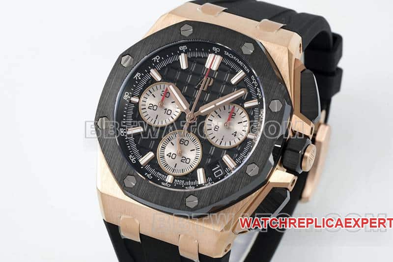 APS factory Audemars PiguetRoyal Oak offshore super cloneblack dialrose gold26420front live photo