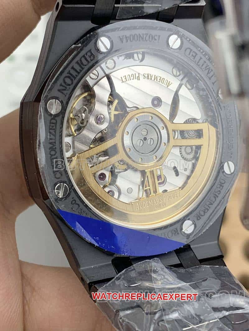 APS factory Audemars PiguetRoyal Oak1:1top-tier replica starry sky disk black ceramic15500caseback live photo