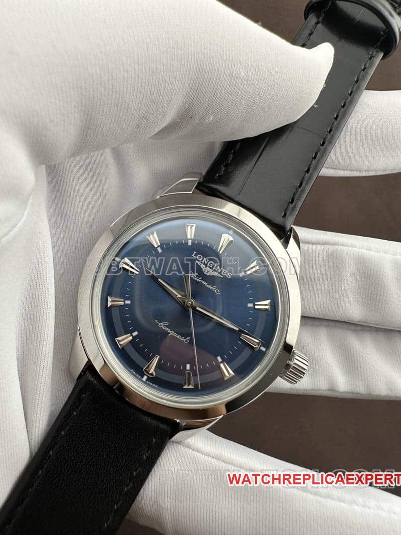 AF FactoryLongines Concast stop-tier 1:1high-quality replicablue dialleather strap front live photo