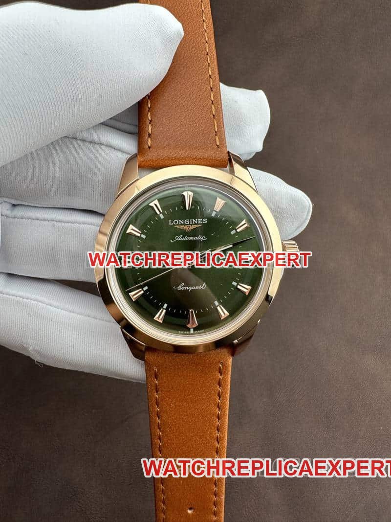 AF Factory Longines Conquest One-to-One Super A Super Clone Mostrador Verde Modelo de Relógio Mecânico em Ouro Rosa — luxury replica watch guide | Watch Replica Expert