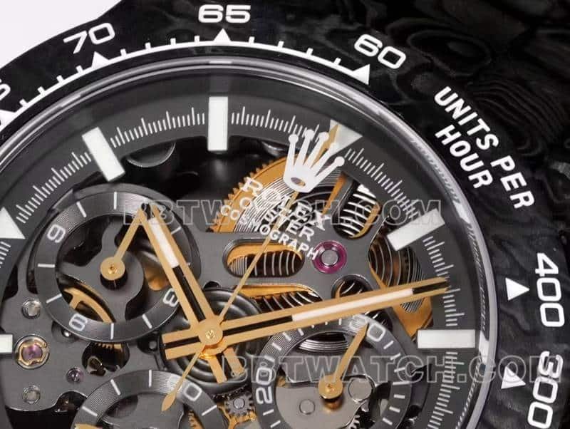 TW factory Rolex Daytonatop-tier 1:1high-quality replica carbon fiber hollow plate black steel bracelet front live photo