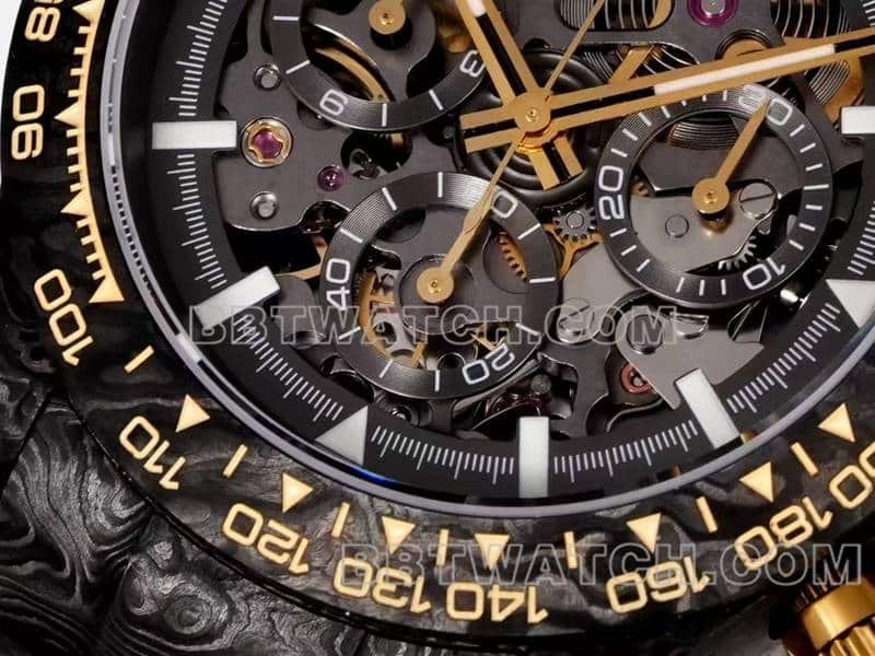 TW factory Rolex Daytonatop-tier 1:1super clone carbon fiber hollow plate black steel bracelet front live photo