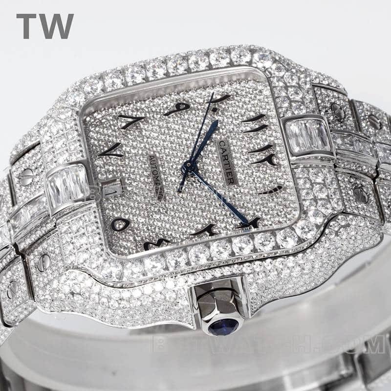 TW factory Cartier Santos top-tier replica Gypsophila steel bracelet model side live photo
