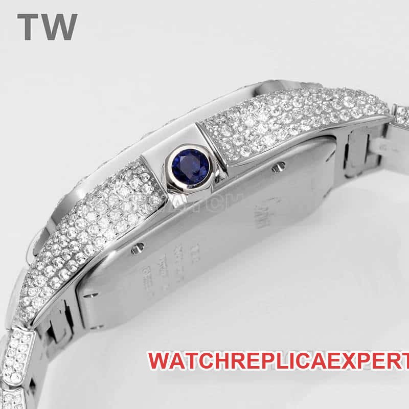 TW factory Cartier Santos top-tier replica Gypsophila steel bracelet model side live photo