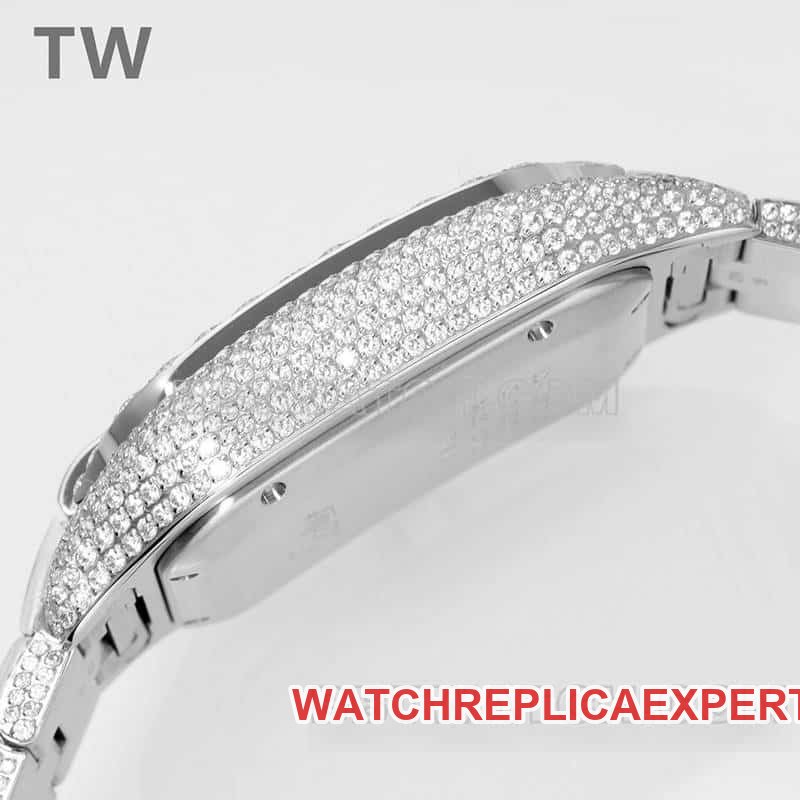TW factory Cartier Santos top-tier replica Gypsophila steel bracelet model side live photo