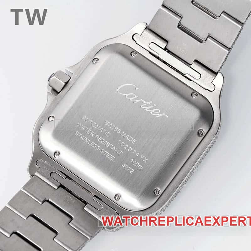 TW factory Cartier Santos top-tier replica Gypsophila steel bracelet caseback live photo