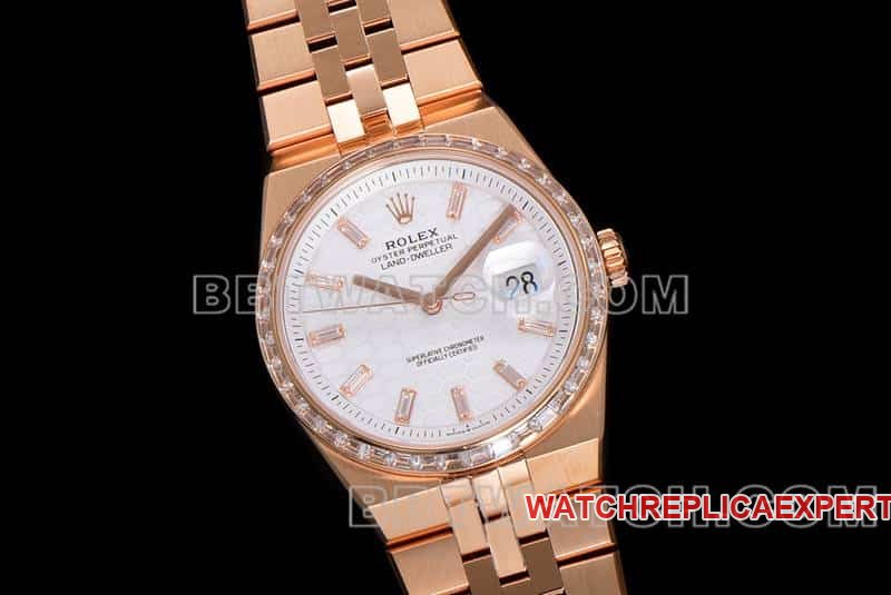 ES factory Rolex land type 1:1top-tier replicarose goldwhite dialdiamond bezel127285front live photo