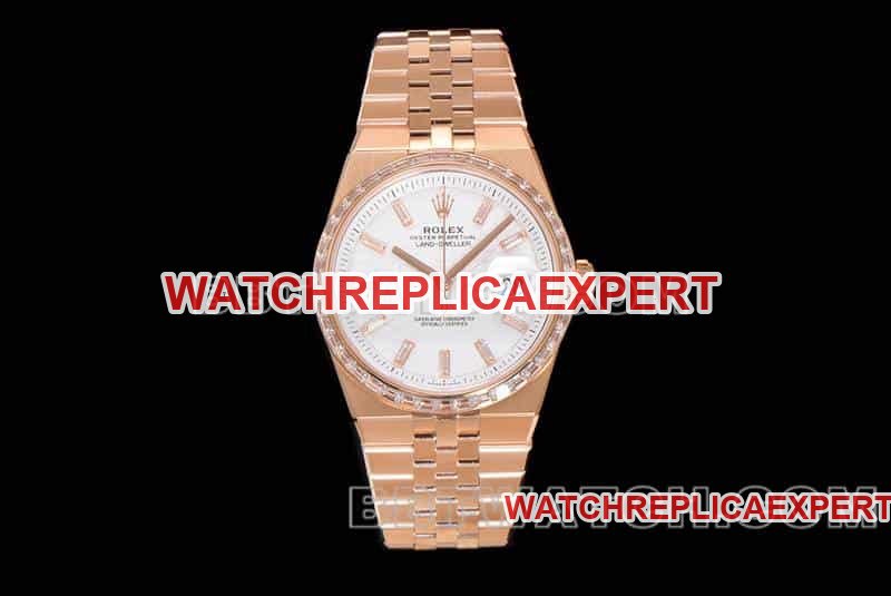 ES factory Rolex land type 1:1top-tier replicarose goldwhite dialdiamond bezel127285front live photo