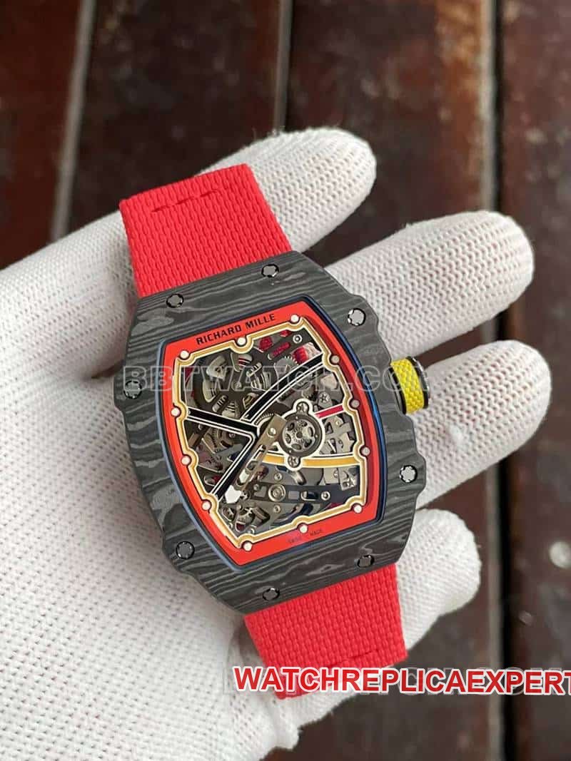 Richard Mille men's 1:1top-tier replica hollow plate red RM67-02front live photo